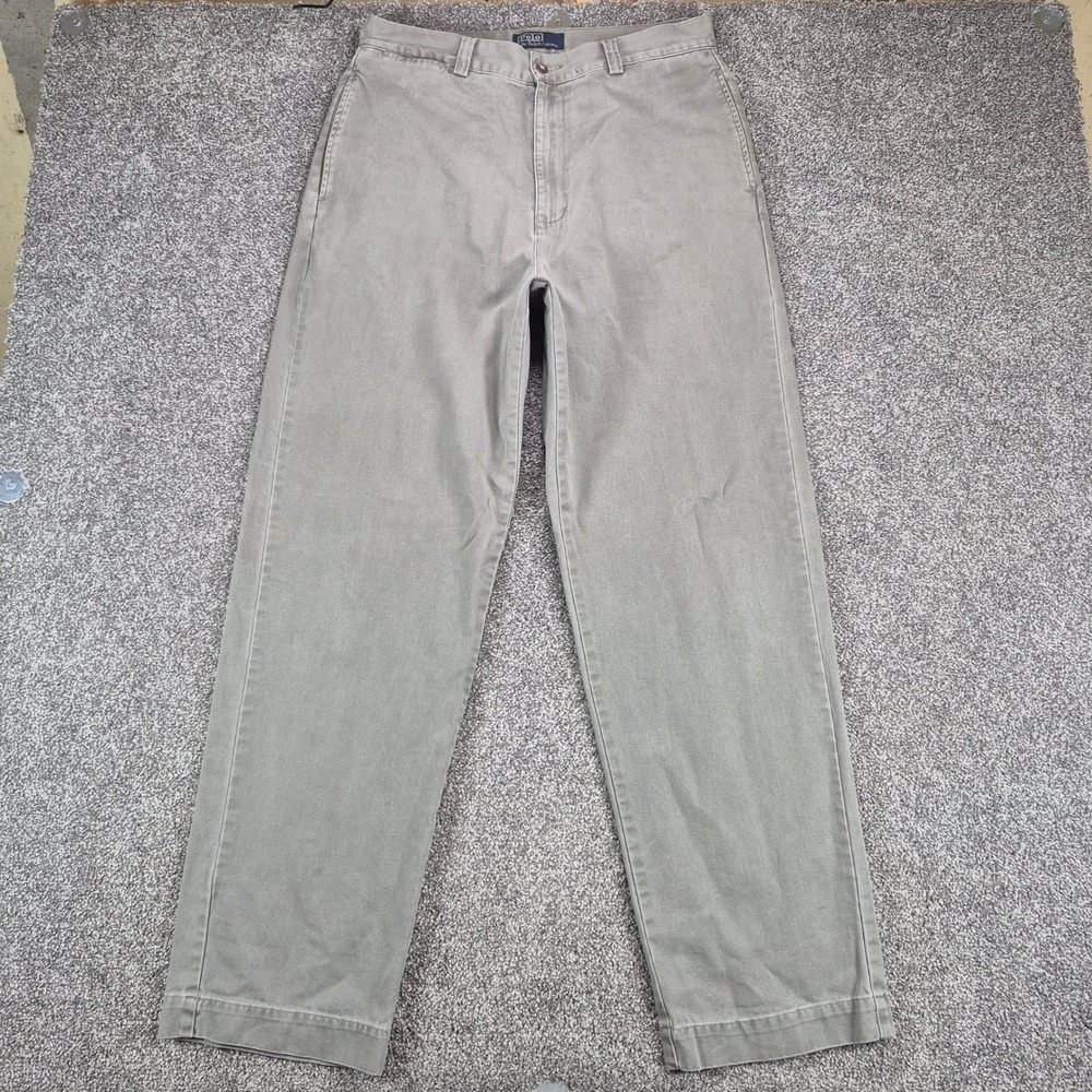Polo Ralph Lauren Chino Pant Mens 33x32 Gray Green Philip Cotton Straight Leg